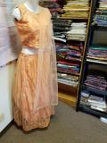 Stitched Peach Net Gold Zari Party Wear Lehenga Choli Set (Medium)